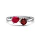 1 - Lysha 1.70 ctw Ruby Pear Shape (7x5 mm) & Red Garnet Cushion Shape (5.00 mm) Toi Et Moi Engagement Ring 