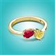 3 - Lysha 1.76 ctw Ruby Pear Shape (7x5 mm) & Lab Created Yellow Sapphire Cushion Shape (5.00 mm) Toi Et Moi Engagement Ring 