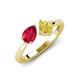 4 - Lysha 1.76 ctw Ruby Pear Shape (7x5 mm) & Lab Created Yellow Sapphire Cushion Shape (5.00 mm) Toi Et Moi Engagement Ring 