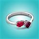 3 - Lysha 1.57 ctw Ruby Pear Shape (7x5 mm) & Rhodolite Garnet Cushion Shape (5.00 mm) Toi Et Moi Engagement Ring 