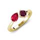 4 - Lysha 1.57 ctw Ruby Pear Shape (7x5 mm) & Rhodolite Garnet Cushion Shape (5.00 mm) Toi Et Moi Engagement Ring 