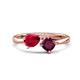 1 - Lysha 1.57 ctw Ruby Pear Shape (7x5 mm) & Rhodolite Garnet Cushion Shape (5.00 mm) Toi Et Moi Engagement Ring 