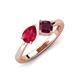 4 - Lysha 1.57 ctw Ruby Pear Shape (7x5 mm) & Rhodolite Garnet Cushion Shape (5.00 mm) Toi Et Moi Engagement Ring 