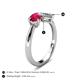 5 - Lysha 1.45 ctw Ruby Pear Shape (7x5 mm) & Lab Grown Diamond Cushion Shape (5.00 mm) Toi Et Moi Engagement Ring 