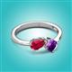 3 - Lysha 1.45 ctw Ruby Pear Shape (7x5 mm) & Amethyst Cushion Shape (5.00 mm) Toi Et Moi Engagement Ring 