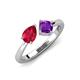 4 - Lysha 1.45 ctw Ruby Pear Shape (7x5 mm) & Amethyst Cushion Shape (5.00 mm) Toi Et Moi Engagement Ring 