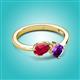 3 - Lysha 1.45 ctw Ruby Pear Shape (7x5 mm) & Amethyst Cushion Shape (5.00 mm) Toi Et Moi Engagement Ring 