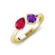 4 - Lysha 1.45 ctw Ruby Pear Shape (7x5 mm) & Amethyst Cushion Shape (5.00 mm) Toi Et Moi Engagement Ring 