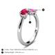 5 - Lysha 1.76 ctw Ruby Pear Shape (7x5 mm) & Lab Created Pink Sapphire Cushion Shape (5.00 mm) Toi Et Moi Engagement Ring 