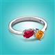 3 - Lysha 1.45 ctw Ruby Pear Shape (7x5 mm) & Citrine Cushion Shape (5.00 mm) Toi Et Moi Engagement Ring 