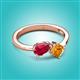 3 - Lysha 1.45 ctw Ruby Pear Shape (7x5 mm) & Citrine Cushion Shape (5.00 mm) Toi Et Moi Engagement Ring 