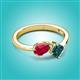 3 - Lysha 1.70 ctw Ruby Pear Shape (7x5 mm) & London Blue Topaz Cushion Shape (5.00 mm) Toi Et Moi Engagement Ring 
