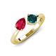 4 - Lysha 1.70 ctw Ruby Pear Shape (7x5 mm) & London Blue Topaz Cushion Shape (5.00 mm) Toi Et Moi Engagement Ring 