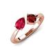 4 - Lysha 1.70 ctw Ruby Pear Shape (7x5 mm) & Red Garnet Cushion Shape (5.00 mm) Toi Et Moi Engagement Ring 