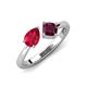4 - Lysha 1.57 ctw Ruby Pear Shape (7x5 mm) & Rhodolite Garnet Cushion Shape (5.00 mm) Toi Et Moi Engagement Ring 