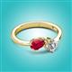 3 - Lysha 1.45 ctw Ruby Pear Shape (7x5 mm) & Natural Diamond Cushion Shape (5.00 mm) Toi Et Moi Engagement Ring 