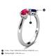 5 - Lysha 1.76 ctw Ruby Pear Shape (7x5 mm) & Lab Created Blue Sapphire Cushion Shape (5.00 mm) Toi Et Moi Engagement Ring 