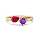 1 - Lysha 1.45 ctw Ruby Pear Shape (7x5 mm) & Amethyst Cushion Shape (5.00 mm) Toi Et Moi Engagement Ring 