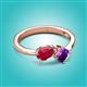 3 - Lysha 1.45 ctw Ruby Pear Shape (7x5 mm) & Amethyst Cushion Shape (5.00 mm) Toi Et Moi Engagement Ring 