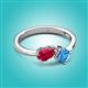3 - Lysha 1.70 ctw Ruby Pear Shape (7x5 mm) & Blue Topaz Cushion Shape (5.00 mm) Toi Et Moi Engagement Ring 