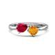 1 - Lysha 1.45 ctw Ruby Pear Shape (7x5 mm) & Citrine Cushion Shape (5.00 mm) Toi Et Moi Engagement Ring 