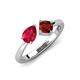 4 - Lysha 1.70 ctw Ruby Pear Shape (7x5 mm) & Red Garnet Cushion Shape (5.00 mm) Toi Et Moi Engagement Ring 
