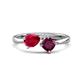 1 - Lysha 1.57 ctw Ruby Pear Shape (7x5 mm) & Rhodolite Garnet Cushion Shape (5.00 mm) Toi Et Moi Engagement Ring 