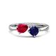1 - Lysha 1.76 ctw Ruby Pear Shape (7x5 mm) & Lab Created Blue Sapphire Cushion Shape (5.00 mm) Toi Et Moi Engagement Ring 