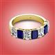 2 - Zuwena 3.70 ctw Natural Diamond Oval Shape (6x4 mm) & Blue Sapphire Emerald Shape (6x4 mm) Seven Stone Wedding Band 