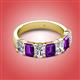 2 - Zuwena 3.40 ctw Natural Diamond Oval Shape (6x4 mm) & Amethyst Emerald Shape (6x4 mm) Seven Stone Wedding Band 