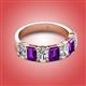 2 - Zuwena 3.40 ctw Natural Diamond Oval Shape (6x4 mm) & Amethyst Emerald Shape (6x4 mm) Seven Stone Wedding Band 