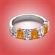 2 - Zuwena 3.25 ctw Natural Diamond Oval Shape (6x4 mm) & Citrine Emerald Shape (6x4 mm) Seven Stone Wedding Band 