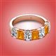 2 - Zuwena 3.25 ctw Natural Diamond Oval Shape (6x4 mm) & Citrine Emerald Shape (6x4 mm) Seven Stone Wedding Band 