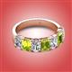 2 - Zuwena 3.70 ctw Natural Diamond Oval Shape (6x4 mm) & Peridot Emerald Shape (6x4 mm) Seven Stone Wedding Band 