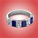 2 - Zuwena 3.70 ctw Natural Diamond Oval Shape (6x4 mm) & Blue Sapphire Emerald Shape (6x4 mm) Seven Stone Wedding Band 