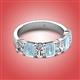 2 - Zuwena 3.10 ctw Natural Diamond Oval Shape (6x4 mm) & Aquamarine Emerald Shape (6x4 mm) Seven Stone Wedding Band 