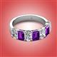 2 - Zuwena 3.40 ctw Natural Diamond Oval Shape (6x4 mm) & Amethyst Emerald Shape (6x4 mm) Seven Stone Wedding Band 