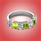 2 - Zuwena 3.70 ctw Natural Diamond Oval Shape (6x4 mm) & Peridot Emerald Shape (6x4 mm) Seven Stone Wedding Band 