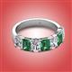 2 - Zuwena 4.03 ctw Natural Diamond Oval Shape (6x4 mm) & Lab Created Alexandrite Emerald Shape (6x4 mm) Seven Stone Wedding Band 