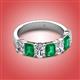 2 - Zuwena 3.10 ctw Natural Diamond Oval Shape (6x4 mm) & Emerald Emerald Shape (6x4 mm) Seven Stone Wedding Band 