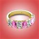 2 - Zuwena 3.40 ctw Natural Diamond Oval Shape (6x4 mm) & Pink Sapphire Emerald Shape (6x4 mm) Seven Stone Wedding Band 