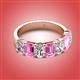 2 - Zuwena 3.40 ctw Natural Diamond Oval Shape (6x4 mm) & Pink Sapphire Emerald Shape (6x4 mm) Seven Stone Wedding Band 