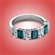 2 - Zuwena 3.70 ctw Natural Diamond Oval Shape (6x4 mm) & London Blue Topaz Emerald Shape (6x4 mm) Seven Stone Wedding Band 
