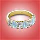 2 - Zuwena 3.50 ctw Lab Grown Diamond Oval Shape (6x4 mm) & Aquamarine Emerald Shape (6x4 mm) Seven Stone Wedding Band 