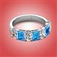 2 - Zuwena 4.10 ctw Lab Grown Diamond Oval Shape (6x4 mm) & Blue Topaz Emerald Shape (6x4 mm) Seven Stone Wedding Band 