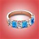 2 - Zuwena 4.10 ctw Lab Grown Diamond Oval Shape (6x4 mm) & Blue Topaz Emerald Shape (6x4 mm) Seven Stone Wedding Band 