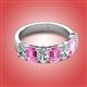 2 - Zuwena 4.43 ctw Lab Grown Diamond Oval Shape (6x4 mm) & Lab Created Pink Sapphire Emerald Shape (6x4 mm) Seven Stone Wedding Band 