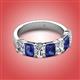 2 - Zuwena 3.65 ctw Lab Grown Diamond Oval Shape (6x4 mm) & Iolite Emerald Shape (6x4 mm) Seven Stone Wedding Band 