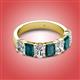 2 - Zuwena 4.10 ctw Lab Grown Diamond Oval Shape (6x4 mm) & London Blue Topaz Emerald Shape (6x4 mm) Seven Stone Wedding Band 