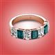 2 - Zuwena 4.10 ctw Lab Grown Diamond Oval Shape (6x4 mm) & London Blue Topaz Emerald Shape (6x4 mm) Seven Stone Wedding Band 